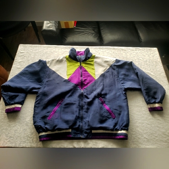 JACKET. SPORTS. VINTAGE. SILK. - Picture 1 of 7